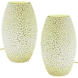 Marrakesch Orient & Mediterran Interior Nachttischlampe 2er Set Tiaga -1- - Nachttischleuchten Set aus handgefertigtem Glas-Mosaik, bringt marokkanisches Flair und warmes Licht für eine entspannende Atmosphäre in Ihr Zuhause.