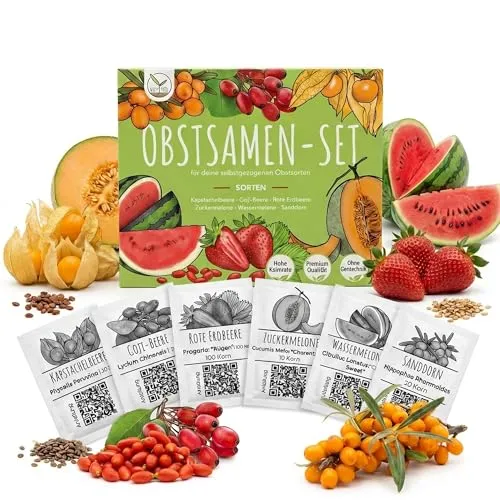 Obst Samen Set mit 6 exotischen Sorten - Obst Samen Anzuchtset für deinen eigenen Obstgarten ideal für Hochbeet, Garten & Balkon