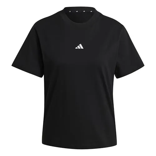 adidas Damen Essentials SMALL Logo Cotton T-Shirt, Black/White, XXL - Trainingsbekleidung aus 100% Baumwolle, regulär geschnitten mit Rundhalsausschnitt und stylischem 3-Streifen Logo für einen sportlichen Look.
