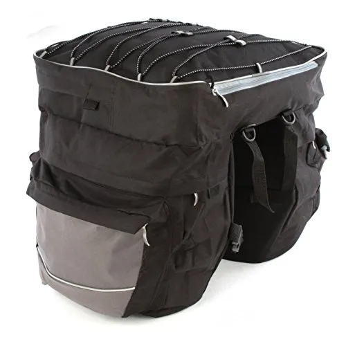 Unbranded Gepäckträgertasche Double Fahrrad Doppeltasche Satteltasche Packtasche mit Regenschutz Schwarz