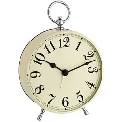 TFA Analoger Nostalgie-Wecker 60.1023 - Beige Zartblau - Wecker im Retro-Look, hochwertiges Metallgehäuse mit Glasabdeckung, ideal für stilvolle Schlafzimmerdekoration und zuverlässiges Wecken.