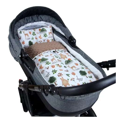 Babylux Babydecke Minky PLÜSCH Kuscheldecke 75x60cm + Kissen 35x30cm | 2-TLG Set für Kinderwagen, Wiege, Babyschale, Neugeborene (MP152 - Braun + Wald)