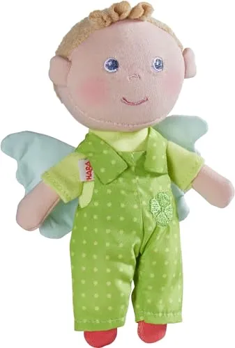 HABA Minipuppe Schutzengel Lunis Weiche 17 cm Stoffpuppe für Babys zur Geburt, Abnehmbare und waschbare Kleidung 1307195001