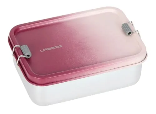 LÄSSIG Lunchbox Solid berry/rose - Brotdose aus Edelstahl mit Silikonring, ideal für Schule und Freizeit – hält Snacks frisch und sicher verpackt.
