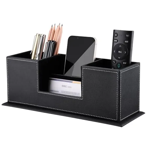 KINGFOM Schreibtisch Organisation Multifunktionale Stiftehalter Stiftebox Stifteköcher (Schwarz)