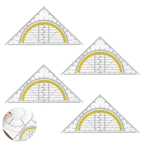 Stück Geodreieck Grundschule, Geodreieck Groß, Geodreieck Flexibel, Geodreieck Klein, Kunststoff, für Schule Und Büro, 14 Cm, Bruchsicher, Glasklar(Transparent) 4