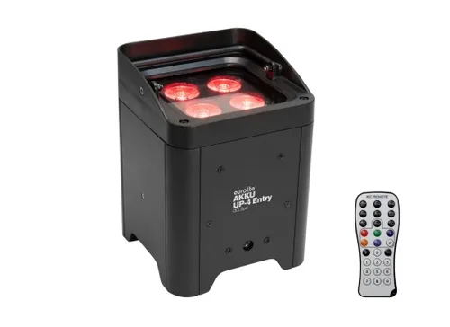 Eurolite AKKU UP-4 Entry QCL Spot LED-Akku-Scheinwerfer - PAR-Scheinwerfer mit 4 x 8-Watt-4in1-LED, kabellos und ideal für mobile Veranstaltungen dank IR-Fernbedienung.