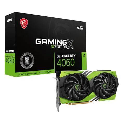 MSI GeForce RTX 4060 Gaming X Limited NVIDIA Edition 8GB GDDR6 - Grafikkarte mit 8GB GDDR6, ideal für Gaming mit Unterstützung für 4K-Auflösungen und NVIDIA G-SYNC für flüssige Bilddarstellung.