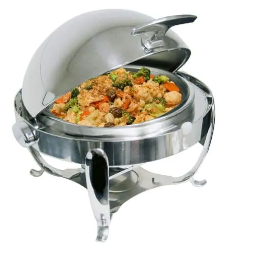 APS 12395 Rolltop-Chafing Dish -Royal- ca. Ø 51cm, H 46cm, 6 Liter, Edelstahl mit Rolltopdeckel, inkl. Speisebehälter inkl. Brennpastenbehälter