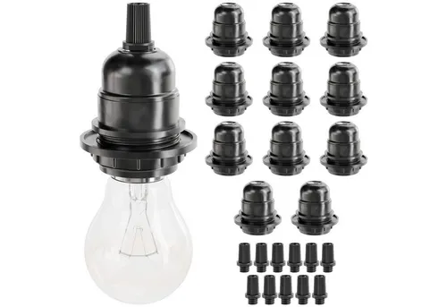 Greate Lampenfassung 12x E27 schwarz - Lampenfassung für 12 E27-Glühbirnen, ideal für kreative Beleuchtungslösungen in Wohnräumen oder Gewerbe.