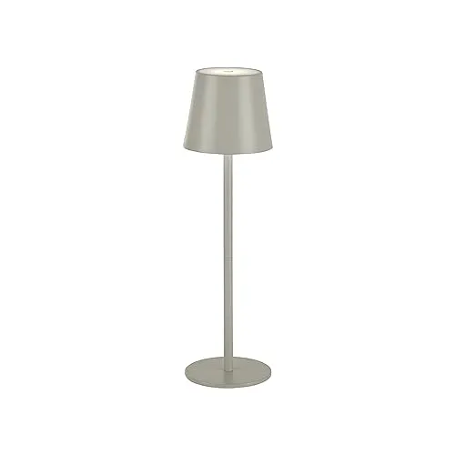 SellTec LED Tischleuchte Akku USB, weiß dimmbar Touchdimmer, IP54 Außen für Garten, Gartentisch, Camping, Balkon oder Terrasse (1 Stück, Grau/Beige)