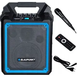 Blaupunkt Tragbarer Lautsprecher Mb06 500W Karaoke Usb/Sd/Fm Mikrofon Fernbedienung Blau - Schwarz