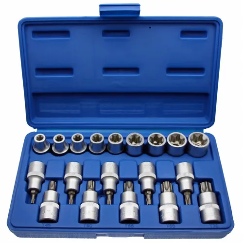 Steckschlüssel Stecknuss Satz TORX E-Profil + T-Profil Einsätze Nuss 19 tlg.