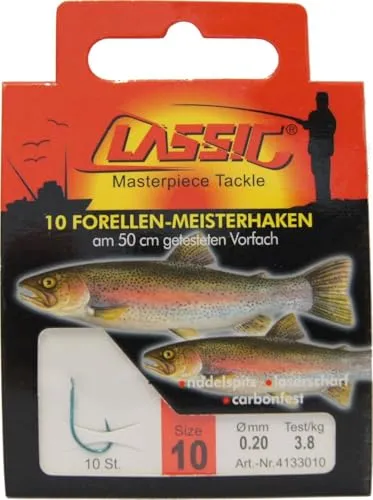 Forellenhaken Forellen Haken zum Forellenangeln blau 50cm, Größe:10