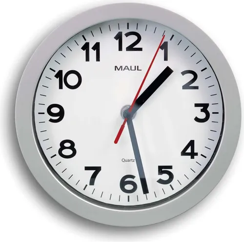 MAUL Wanduhr MAULstep Ø 20 x 4.4 cm Kunststoff 1 x AA (1.5 V) silber