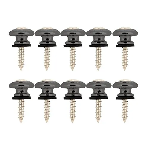 Tbest Gurtpins Gitarre, 10 Stück Pilzkopf Aus Metall,Schloss,Schrauben,Ersatz Für Gitarrengurt,Klassische Akustikgitarre,E-Bass,Ukulele,Befestigung Von Gitarrengurt,Knöpfe (Schwarz)