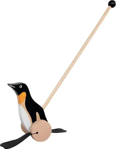 goki Schiebetier Pinguin aus Holz mit Schiebestab Länge ca. 59cm WP005 NEU