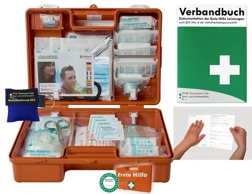WM-Teamsport Erste-Hilfe-Koffer (M) DIN 13157 mit Notfallbeatmung - Praktischer Erste-Hilfe-Koffer (M) nach DIN 13157, ideal für Betrieb und Haushalt. Mit Notfallbeatmungshilfe und robuster Bauweise für vielseitige Einsätze. Schneller Versand am selben Tag!