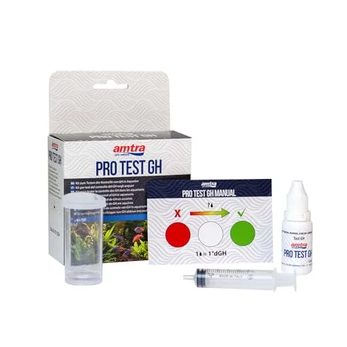 Amtra PRO GH Test GH für Aquarien, einfache und schnelle Qualitätskontrolle der Gesamthärte, für Süßwasser, mit Referenzskala, bis zu 50 Tests