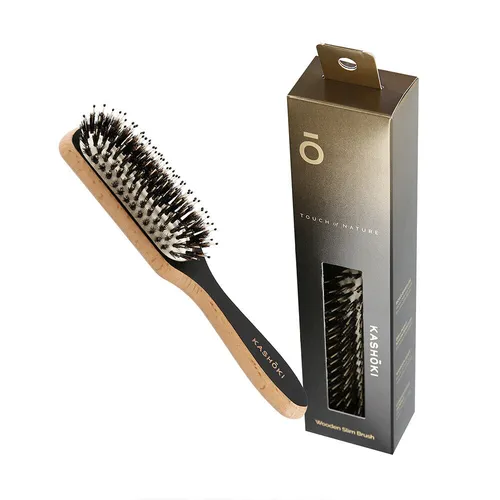 KASHOKI Touch of Nature Slim Holz Haarbürste - Haarbürste aus hochwertigem Holz, ideal für alle Haartypen, sorgt für sanftes Entwirren und glänzendes Haar.