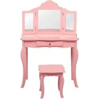 COSTWAY Kinder Schminktisch mit Hocker und Spiegel von Costway