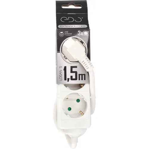 Steckdosenleiste Verlängerungskabel LOGAN S Weiß 3-fach Schuko Länge 1,5m EDO777565
