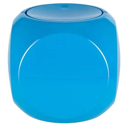Spirella Kosmetikeimer 1 Liter Abfalleimer Schwingdeckeleimer Tischabfalleimer Dice Blau, 14 x 14 cm