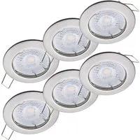 Oktaplex Lighting 6er Set LED Einbaustrahler Sedan - Deckenspots mit 4,8W LED Modul, 3000K und 380lm für warme Beleuchtung. Ideal für die direkte 230V Stromversorgung ohne Trafo, perfekt für die allgemeine Ausleuchtung.