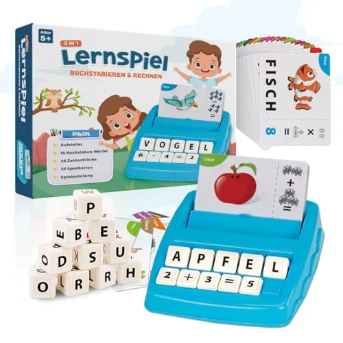 Buchstaben Lernspiel ABC Montessori - 2 in 1 Lernspielzeug für Vorschulkinder - Lernkarteikarten für Kinder ab 4 Jahren, fördert spielerisch Buchstabieren und Rechnen. Ideal für Schulanfänger, stärkt Selbstvertrauen und Eltern-Kind-Interaktion.