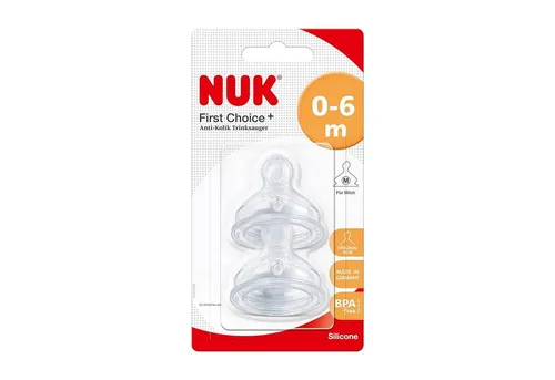 NUK Trinksauger First Choice+ Anti-Colic-Trinksauger Silikon Größe 1 (0-6 Monate)