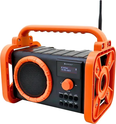 Soundmaster DAB80OR Baustellenradio – Robustes Digitalradio mit Bluetooth - Radios – Ideal für Baustellen und Outdoor-Aktivitäten, IP44-zertifiziert, bis zu 12 Stunden Akkulaufzeit und kraftvoller Klang für beste Unterhaltung überall.