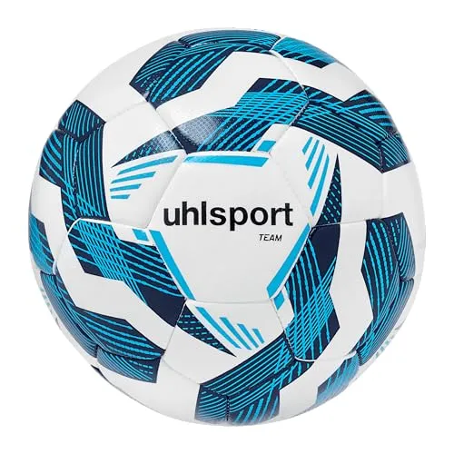 uhlsport Fußball Team-Fußbälle - langlebige Trainingsbälle für das Mannschaftstraining - Fußball für Kinder und Erwachene, Größe 3, Größe 4 und Größe 5, weiß/Marine/eisblau