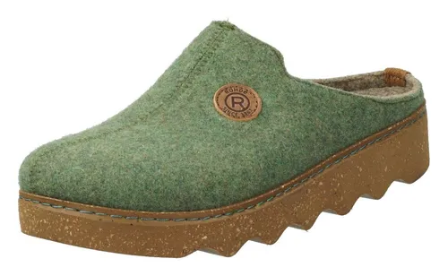Rohde Damen Pantoffeln Foggia 6120 - Größe 40 EU, grün, eleganter Softfilz-Hausschuh mit herausnehmbarer Innensohle für individuellen Komfort