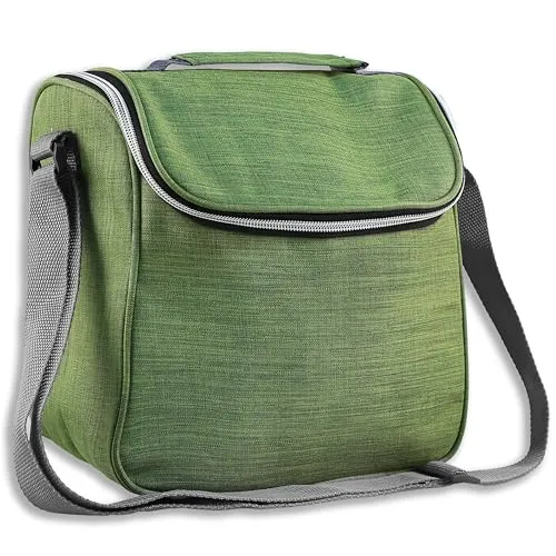 Kühltasche mit Schultergut - Thermotasche - Picknicktasche - Faltbare Kühltasche - Isoliertasche für Getränke Größe 23 x 16 x 22 cm (L/B/H), Farbe Grün