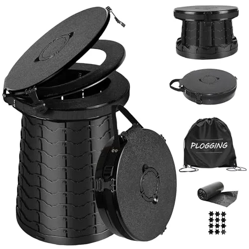 PLOGGING Camping-Toilette, tragbare Toilette für Erwachsene, verstellbare Höhe, Klapptoilette, tragbares Porta-Töpfchen für Camping, Notfall, Auto, Reisen