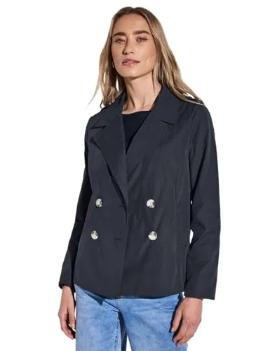 STREET ONE Damen A202057 Trenchcoat, Gravity Blue, 36 - Funktionsjacken mit elegantem Reverskragen, seitlichen Taschen und hochwertiger angerauter Qualität für stilvolle Auftritte.