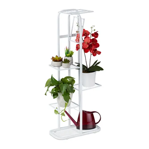 Relaxdays Blumentreppe Metall, 6-stufige Blumenetagere für drinnen und draußen - 6-stufige Blumentreppe aus pulverbeschichtetem Stahl, ideal zur Präsentation von Pflanzen und Kräutern in modernem Design – perfekt für Wohnräume und Außenbereiche.