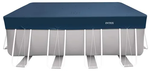 INTEX Deluxe Pool Abdeckplane 400x200cm mit 20cm Überhang - Blau - Die INTEX Deluxe Abdeckplane schützt rechteckige Frame Pools effektiv vor Schmutz und Witterung. Mit 20cm Überhang und Entwässerungslöchern bleibt Ihr Pool sauber und die Plane einfach in der Handhabung.