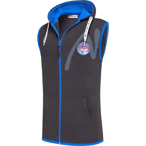Nebulus Herren Weste NORVI, leichte Kapuzenweste, armellose Jacke (DE/NL/SE/PL, Alphanumerisch, 3XL, Regular, Regular, schwarz-kobalt)