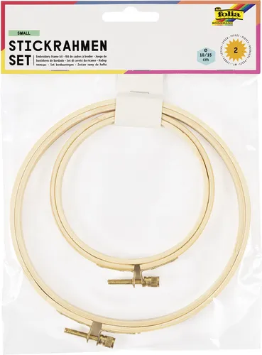 folia Holz-Stickrahmen-Set SMALL 100 und 150 mm 2 Stück von folia