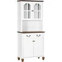 Homcom Küchenschrank, Weiß, 38x182x76 cm - Buffetschrank mit elegantem Design und viel Stauraum, ideal für eine übersichtliche Küche. Verstellbare Einlegeböden und leiser Softclose-Mechanismus sorgen für Komfort und Sicherheit.