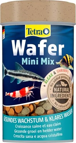Tetra Wafer Mini Mix - Fischfutter für kleine Bodenfische (z. B. Welse) und Krustentiere, für gesundes Wachstum und Vitalität, 100 ml Dose