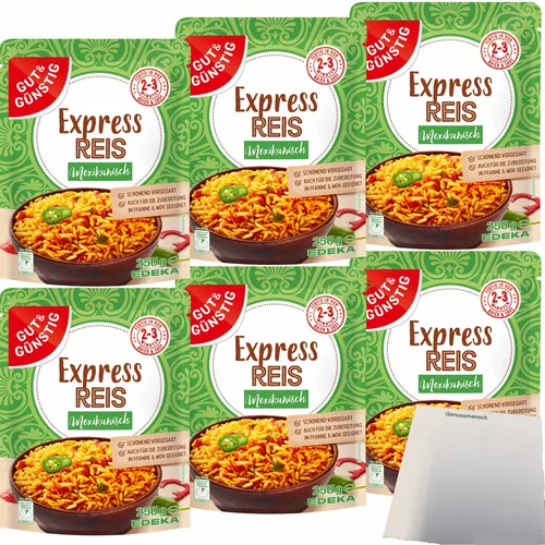 Gut&Günstig Expressreis mexikanisch mit Paprika Chili 6x250g Packung usy Block
