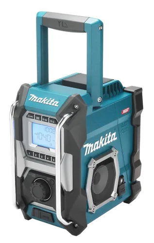 Makita Bouwradio FM/AM MR001GZ - Robustes Baustellenradio mit IP65-Schutz, ideal für Werkstatt und unterwegs, bietet bis zu 30 Stunden Hörgenuss mit Makita-Akkus und hervorragenden Klang durch leistungsstarke Lautsprecher.
