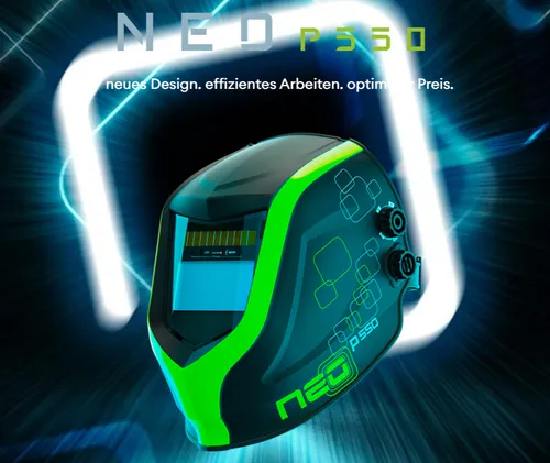 Optrel neo p550 Schweißerhelm schwarz-grün - Schweißerhelm mit Schutzstufe DIN 13, bietet automatischen Blendschutz und hohen Tragekomfort für sicheres Arbeiten.