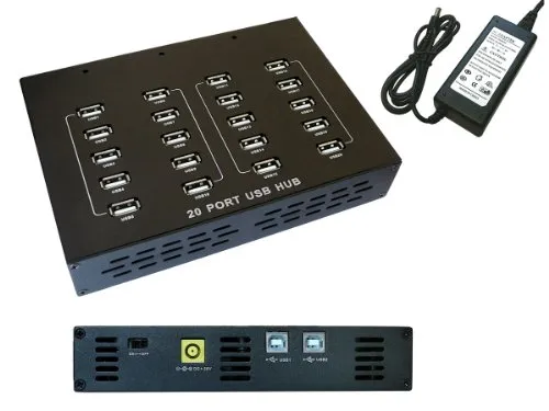 KALEA-INFORMATIQUE 20-Port-USB-Ladestation und -Steckdosenleiste mit 90W-Stromversorgung, kann auch als USB 2.0-HUB verwendet Werden. Aufteilung 4 Reihen von 5 Ports.
