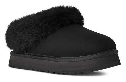 UGG TAZZELLE Clog Winterboots - Bequeme Hausschuhe in Schwarz - Moderne Winterboots in Größe 32,5 EU aus hochwertigem Lammfell und Veloursleder. Ideal für gemütliche Tage zu Hause, mit rutschfester Sohle für sicheren Halt.