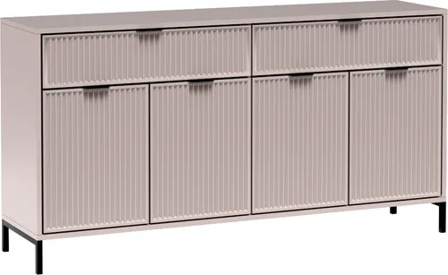 Lomadox Sideboard Kaschmir beige 165 cm mit Rillenoptik