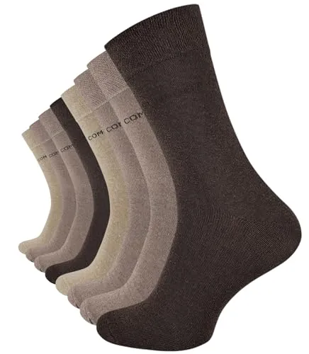VCA 8 Paar Herren COMFORT Socken in Braun, Ohne Gummibund, Herrensocken aus Baumwolle - Cottonprime