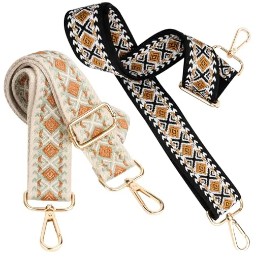 Stück Schultergurt für Taschen Verstellbar 80-130cm Schulterriemen Verstellbarer Tragegurt mit Karabiner Taschengurt Umhängegurt Handtaschen DIY Ersatz Universal Zubehör Strickmuster - 3.8cm Breit 2